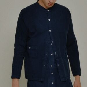 Seeker los angeles black mandarin collar button up light long sleeve